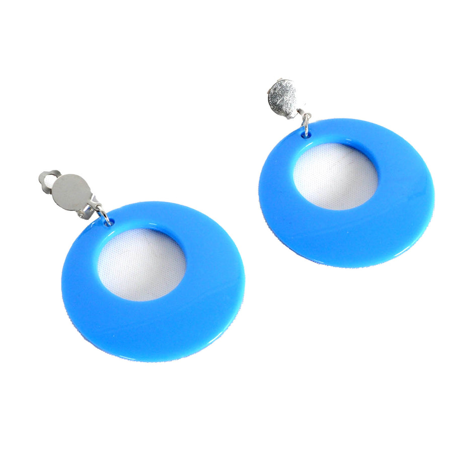 Blue 80s Neon Clip-On Earrings