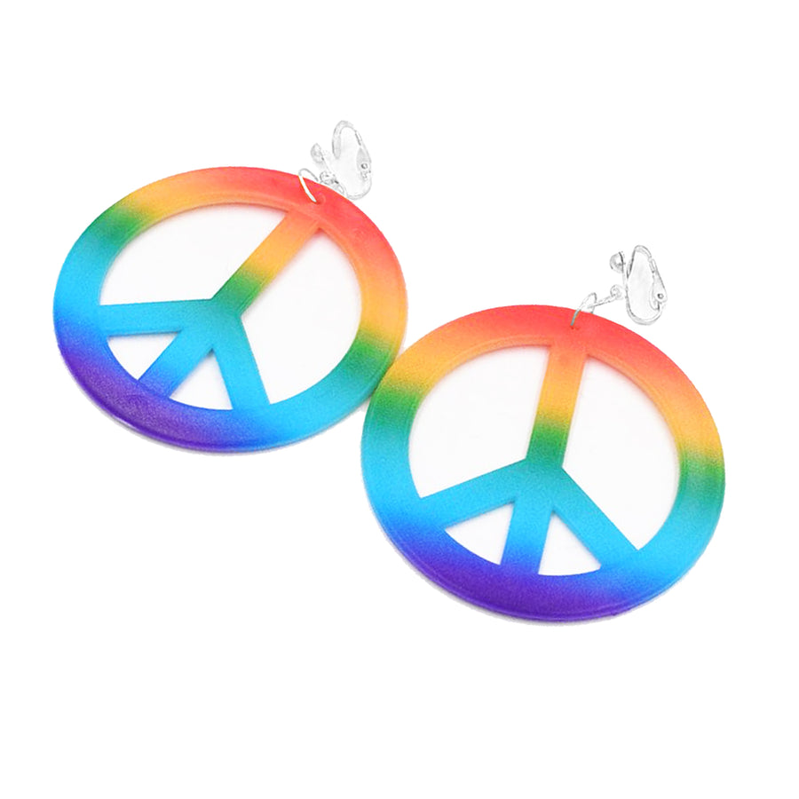 Rainbow Peace Earrings (Clip on)