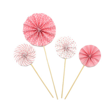 Pink Fan Cake Picks 4pk