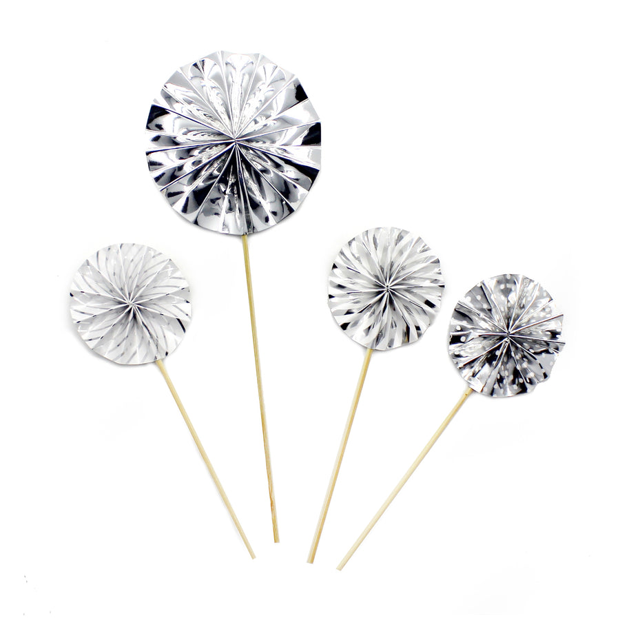 Silver Fan Cake Picks 4pk