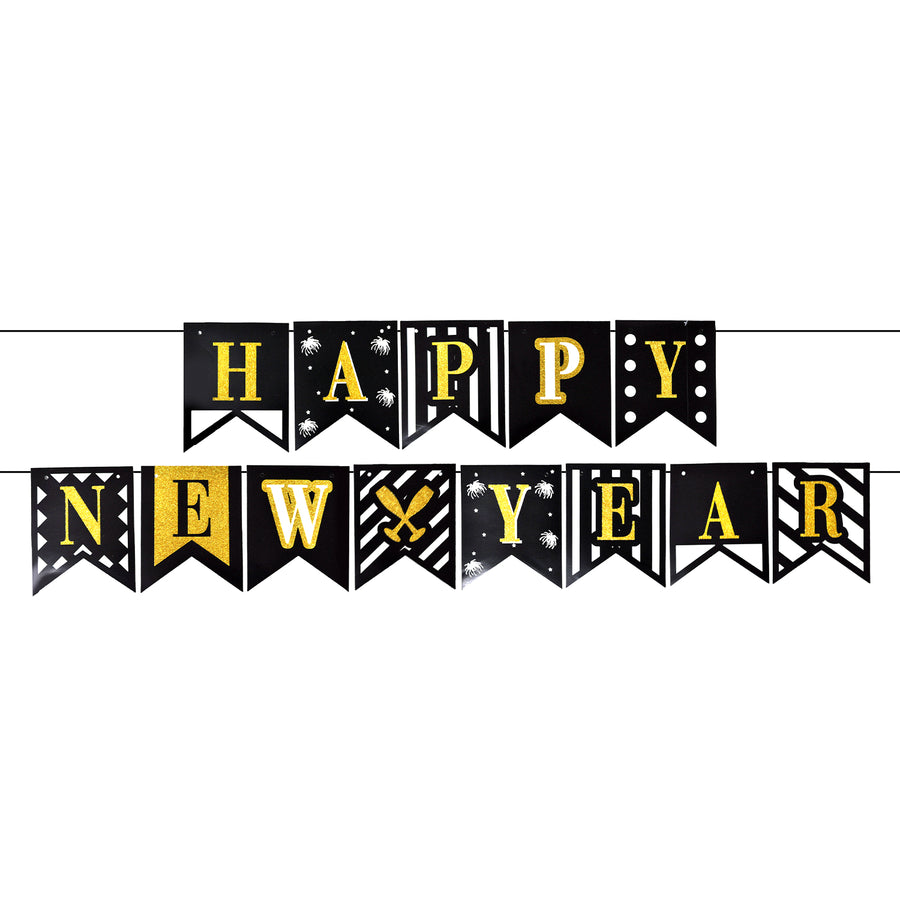 Deluxe Happy New year Banner Patterned