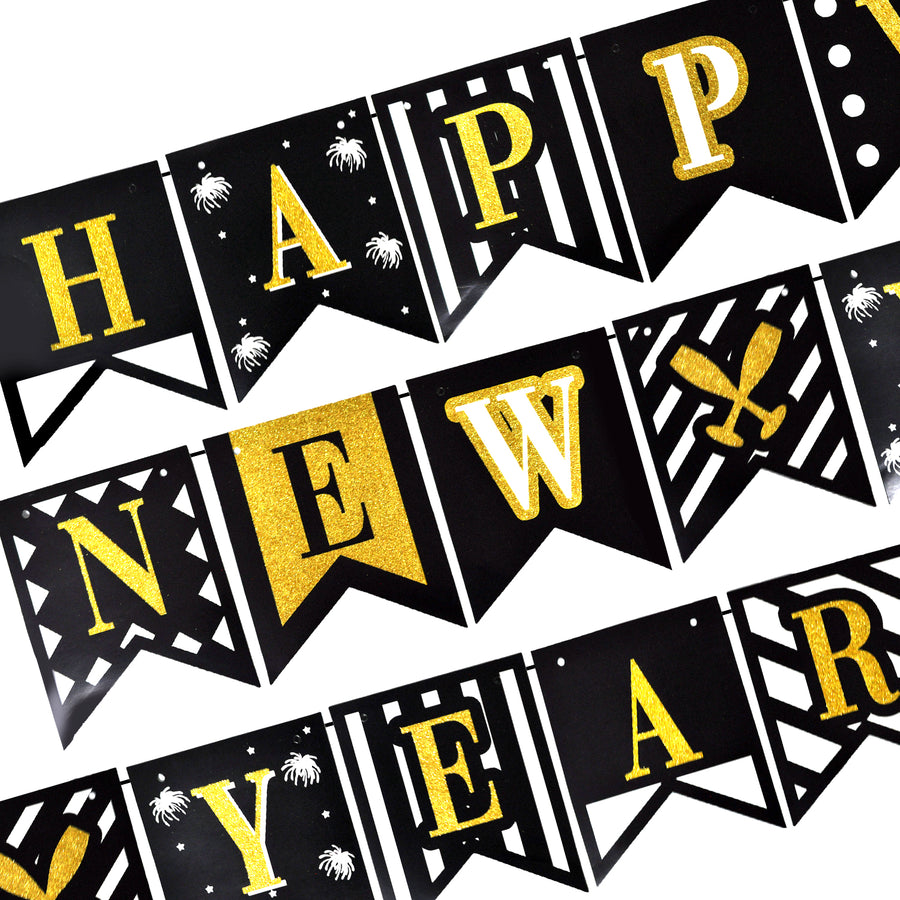 Deluxe Happy New year Banner Patterned