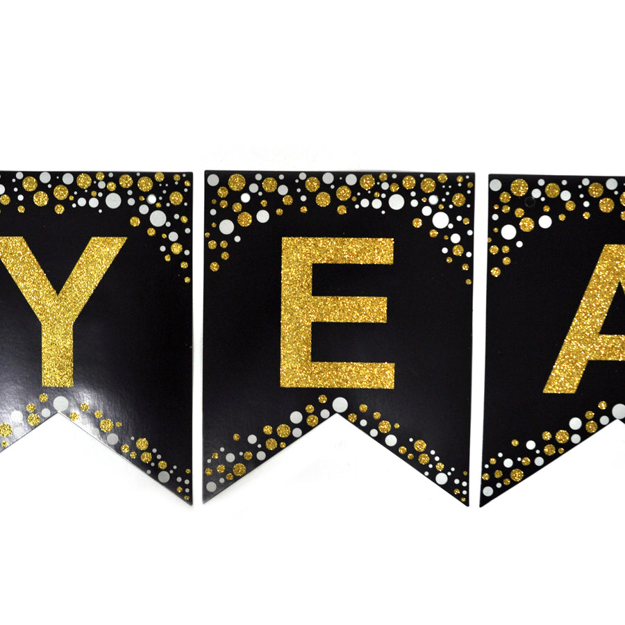 Happy New Year Banner (Gold Dots)