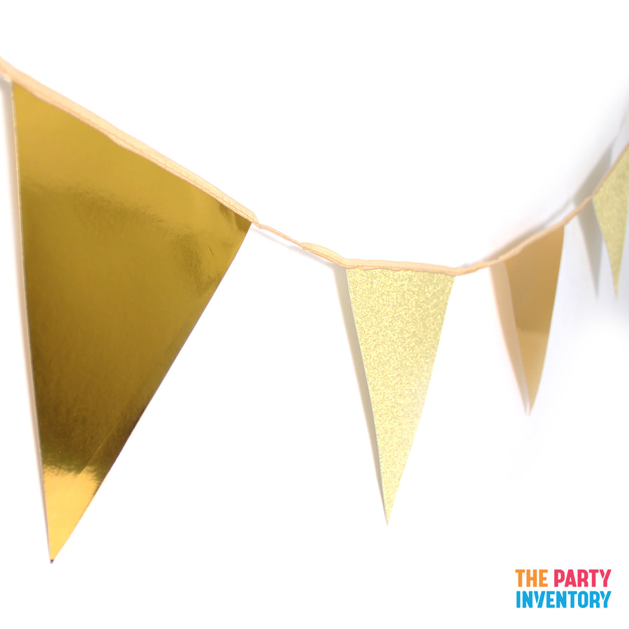 Deluxe Metallic and Glitter Bunting (Gold)