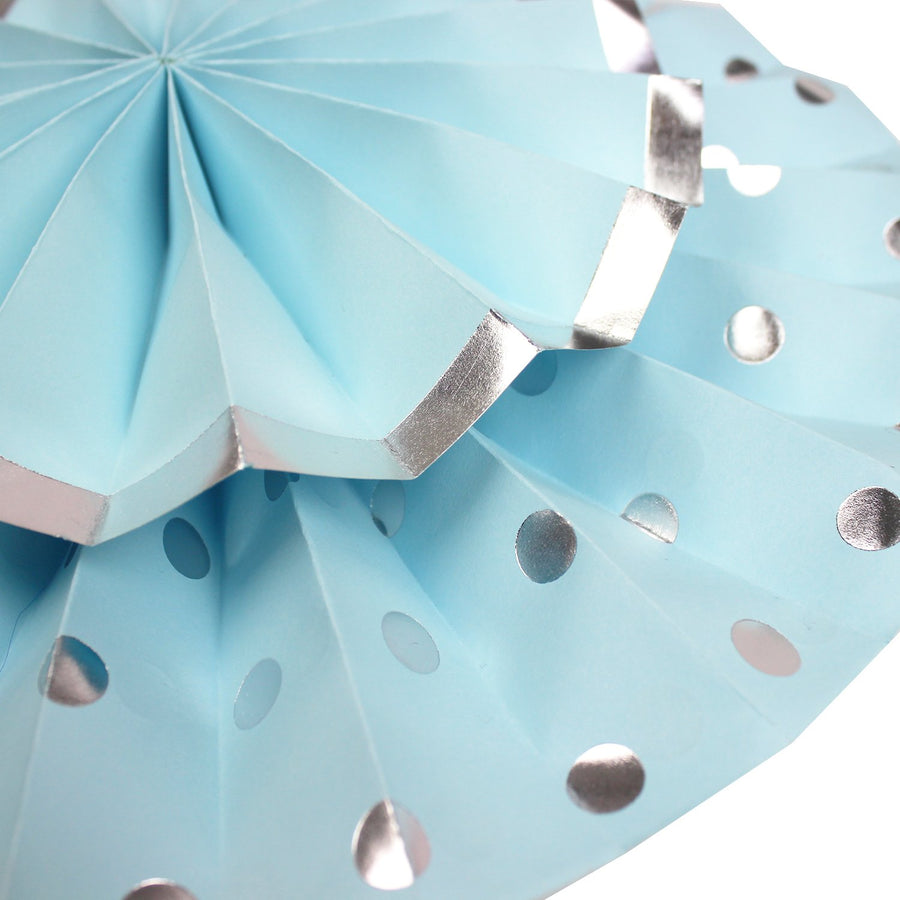 Blue Decoration Fan with Metallic Rim (6pcs)