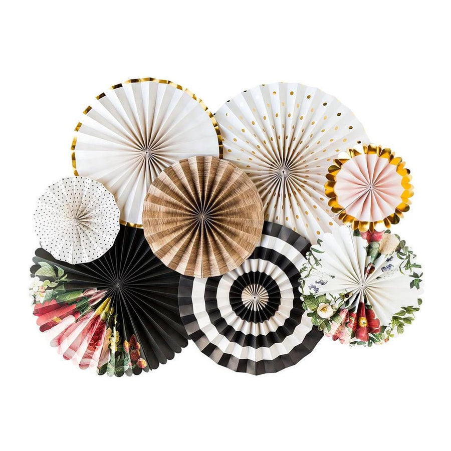 Deluxe Floral Pattern Decoration Fan (8pcs)