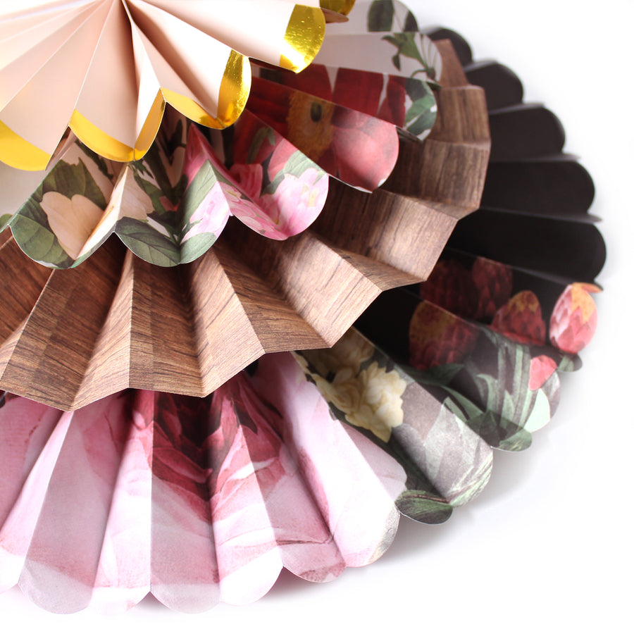 Deluxe Floral Pattern Decoration Fan (8pcs)