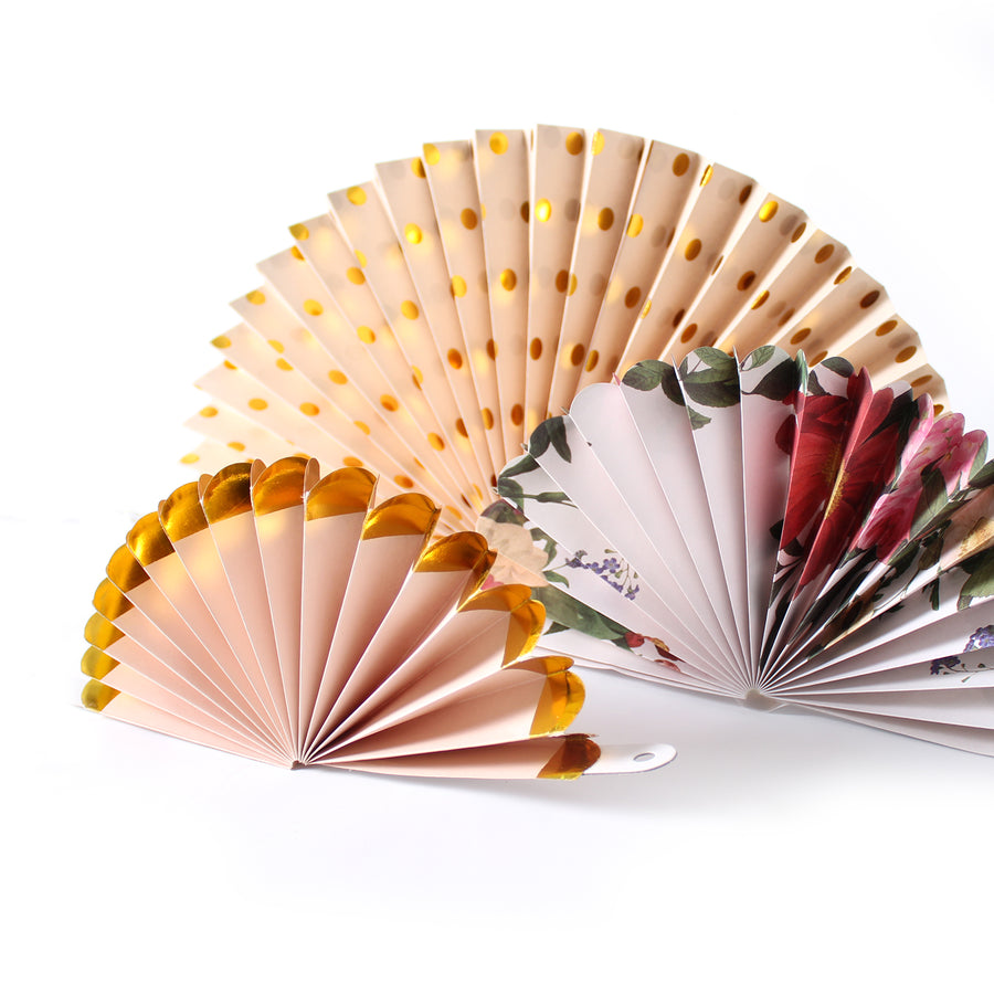 Deluxe Floral Pattern Decoration Fan (8pcs)