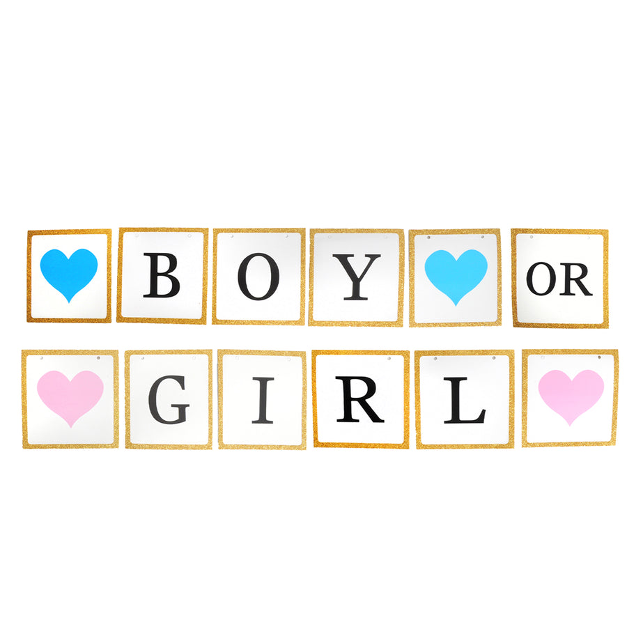 Boy or Girl Gold Glitter Banner