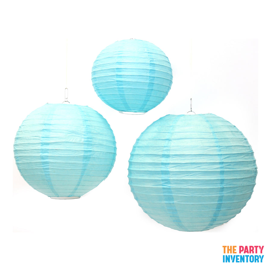 Light Blue Round Paper Lantern (1 Piece)