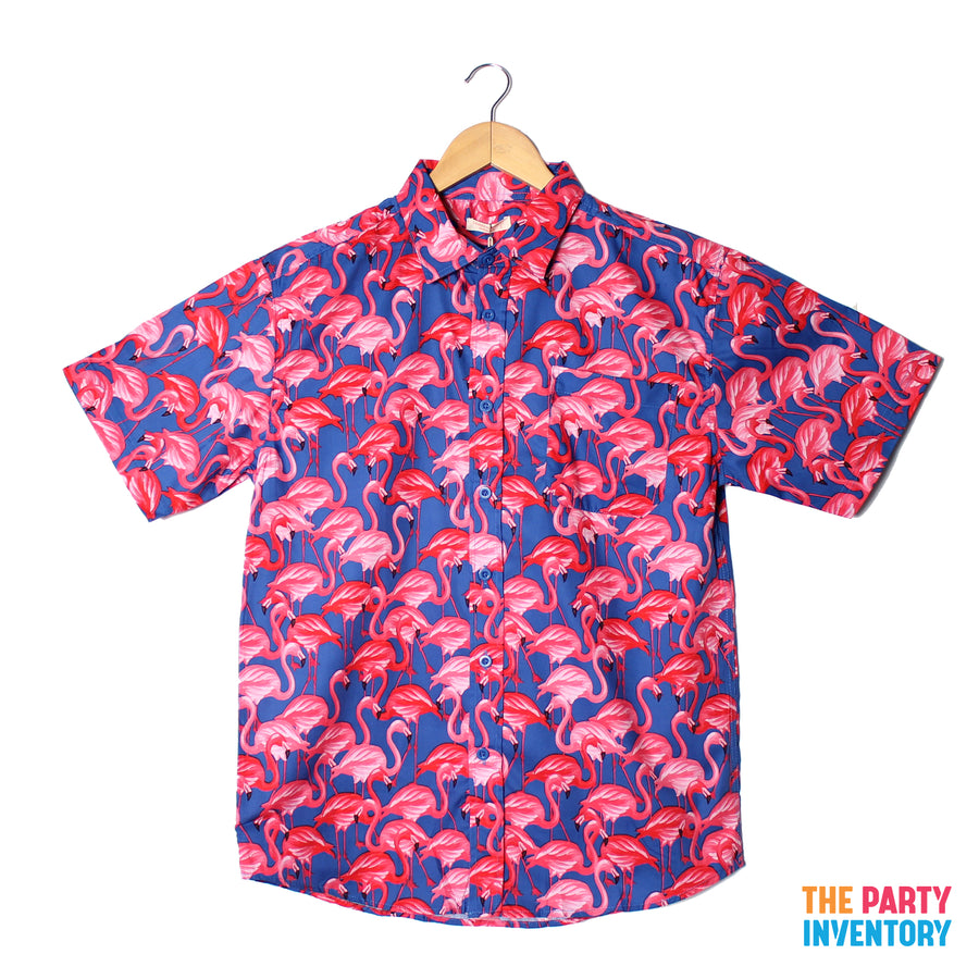 Adult Hawaiian Shirt (Flamingo Frenzy)