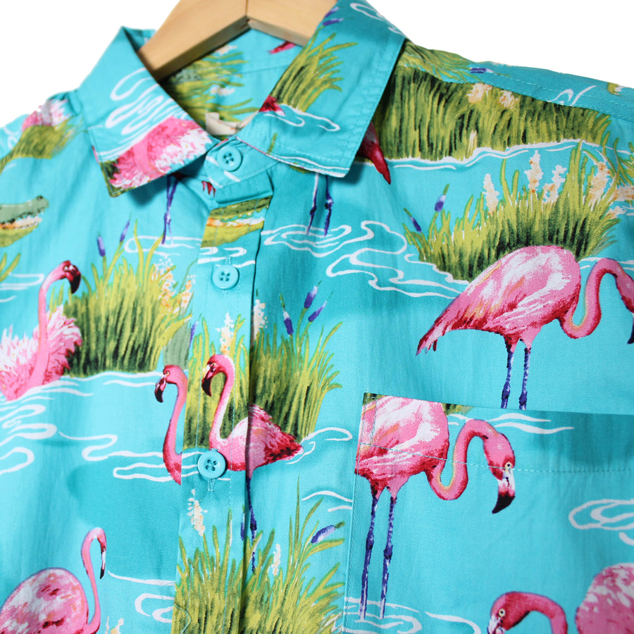 Adult Hawaiian Shirt (Crocodile/Flamingo)