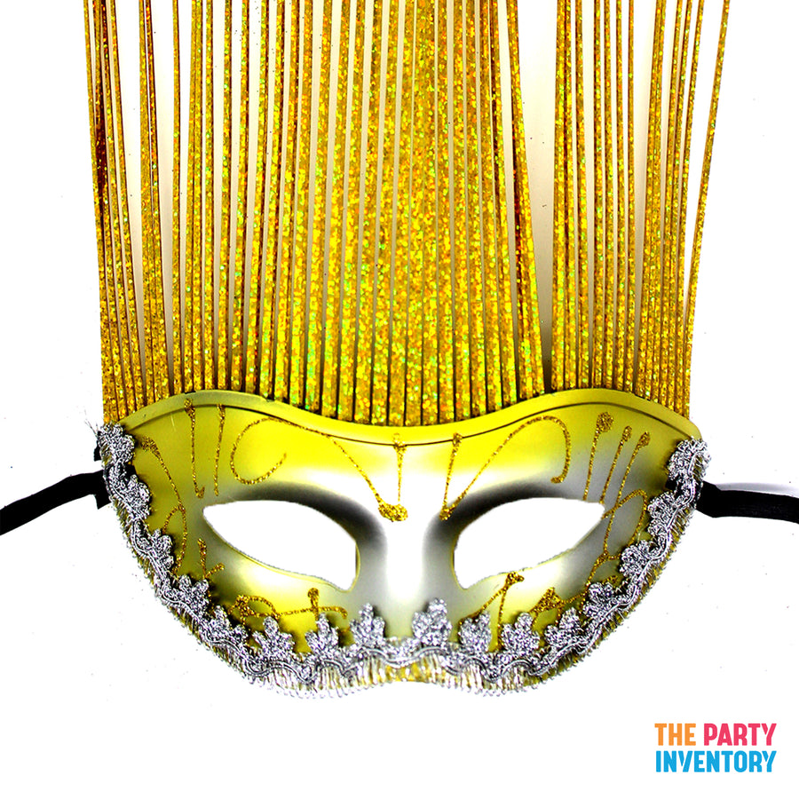 Gold Metallic Mask with Tall Tinsel