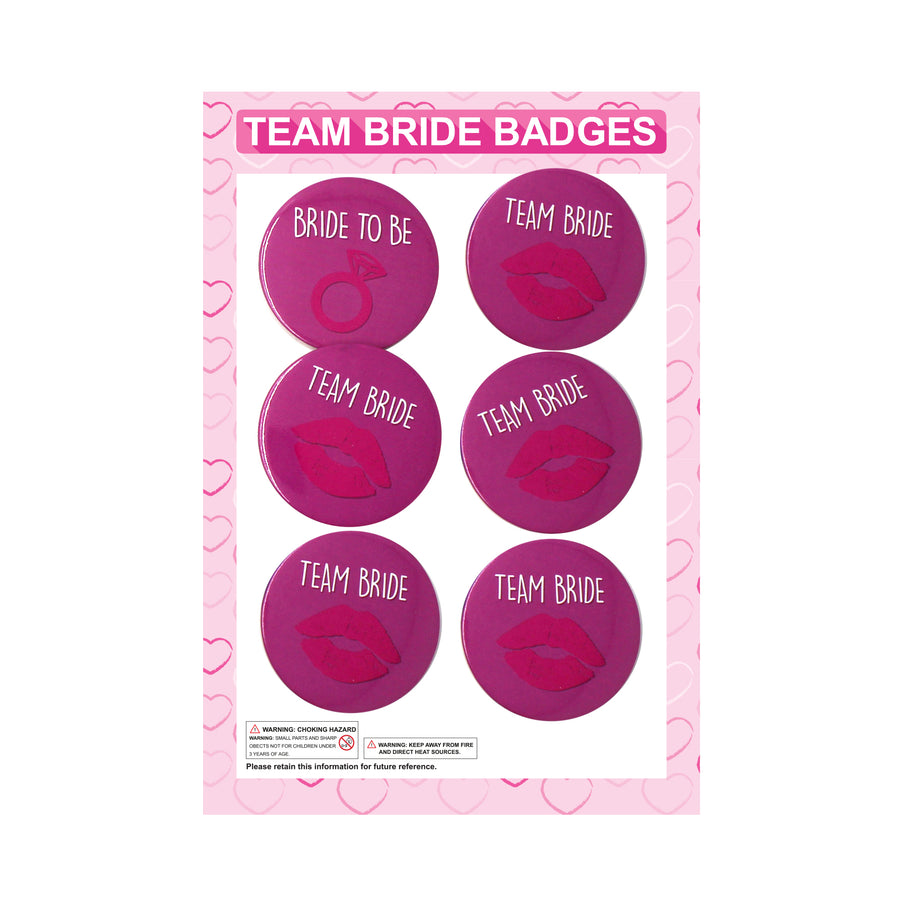 Team Bride Badges (6pcs)