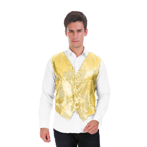 Mens Gold Sequin Vest Adjustable – The Party Inventory