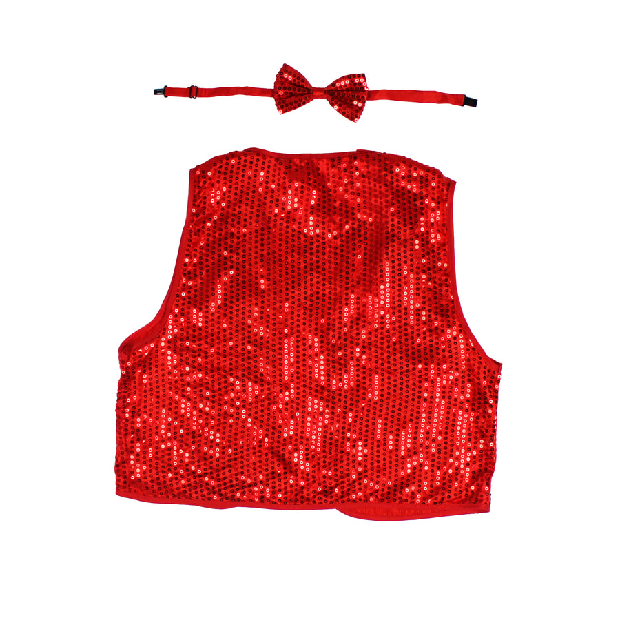 Red Sequin Bow Tie & Vest Set