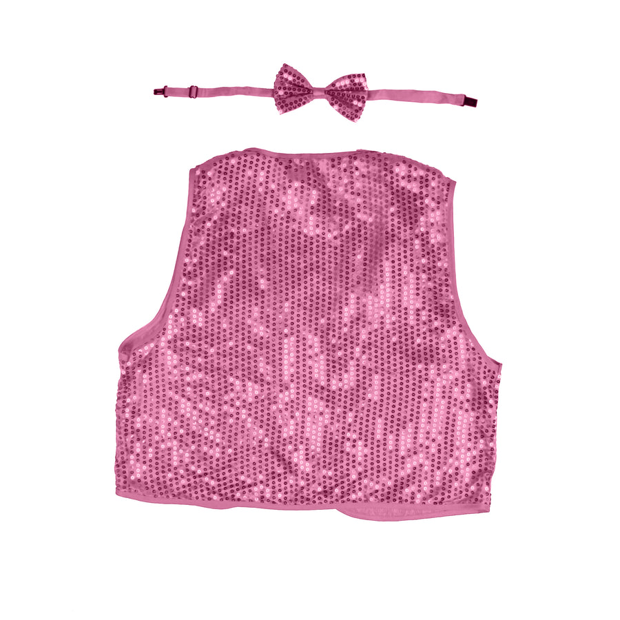 Pink Sequin Bow Tie & Vest Set