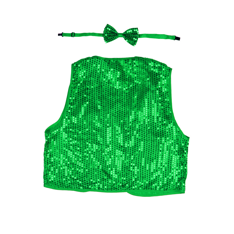 Green Sequin Bow Tie & Vest Set