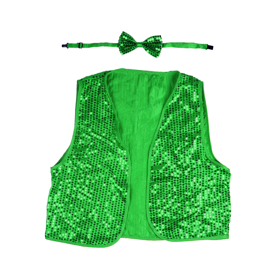 Green Sequin Bow Tie & Vest Set