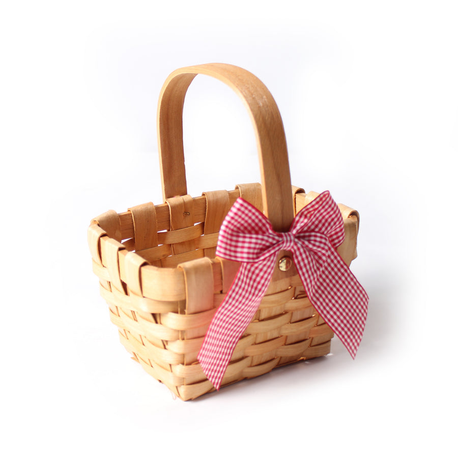 Little Red Ribbon Woven Basket