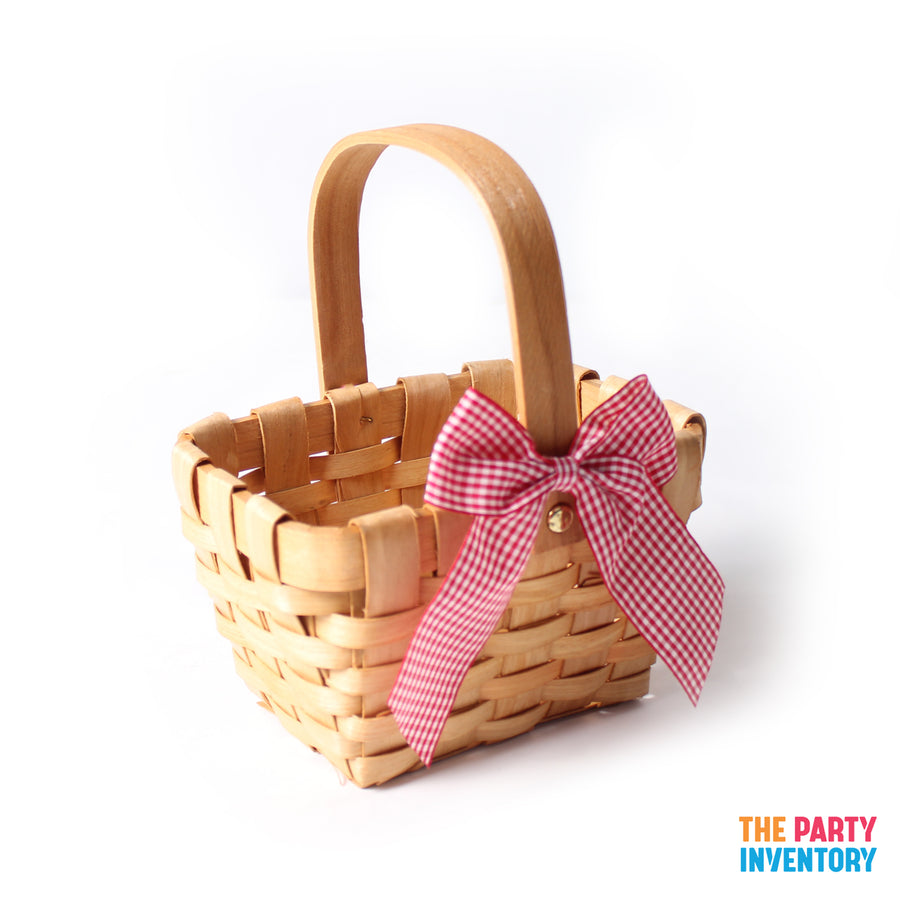 Little Red Ribbon Woven Basket