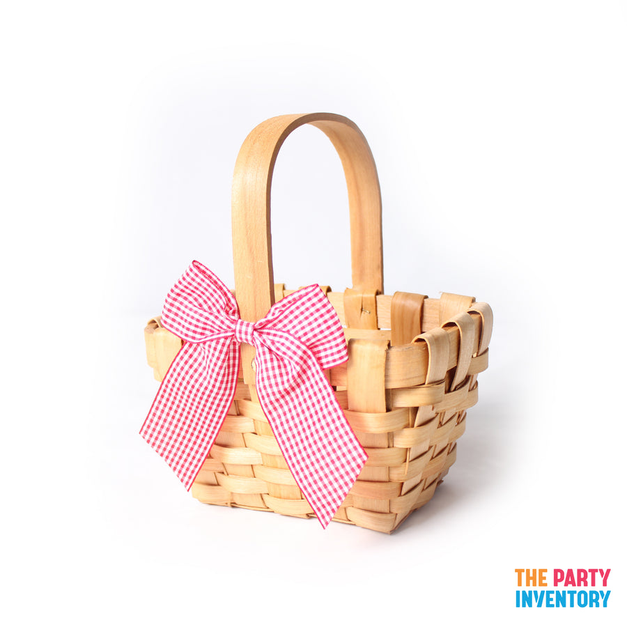 Little Red Ribbon Woven Basket