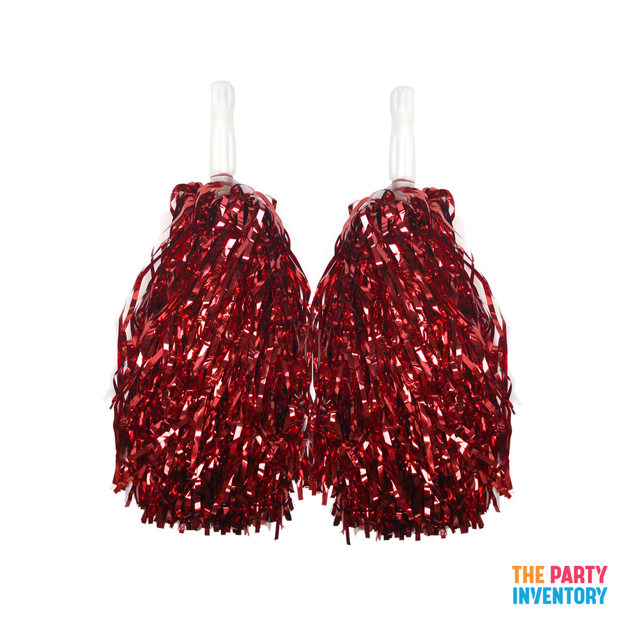 Red Metallic Pom Poms