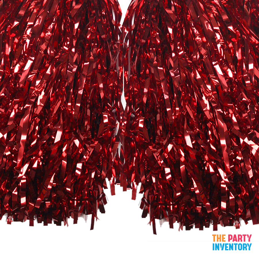 Red Metallic Pom Poms