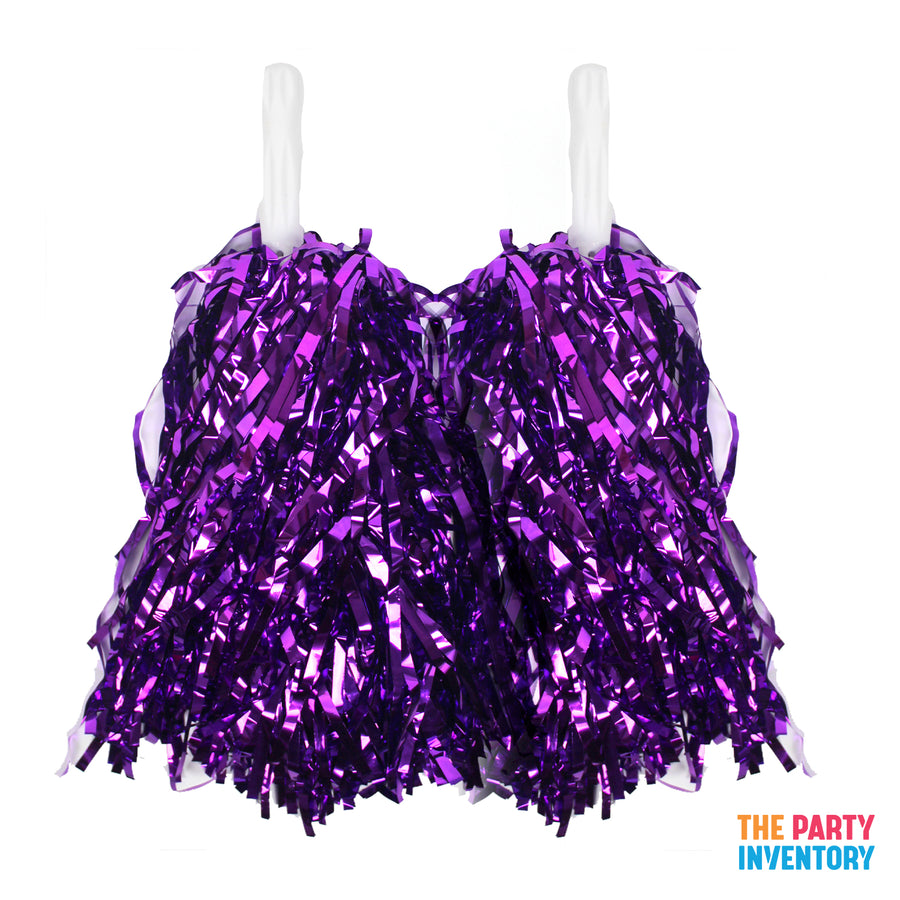 Purple Metallic Pom Poms