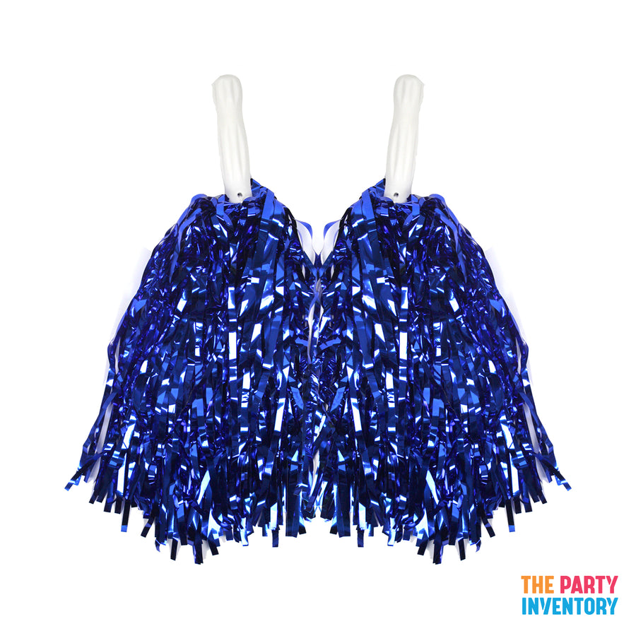 Blue Metallic Pom Poms