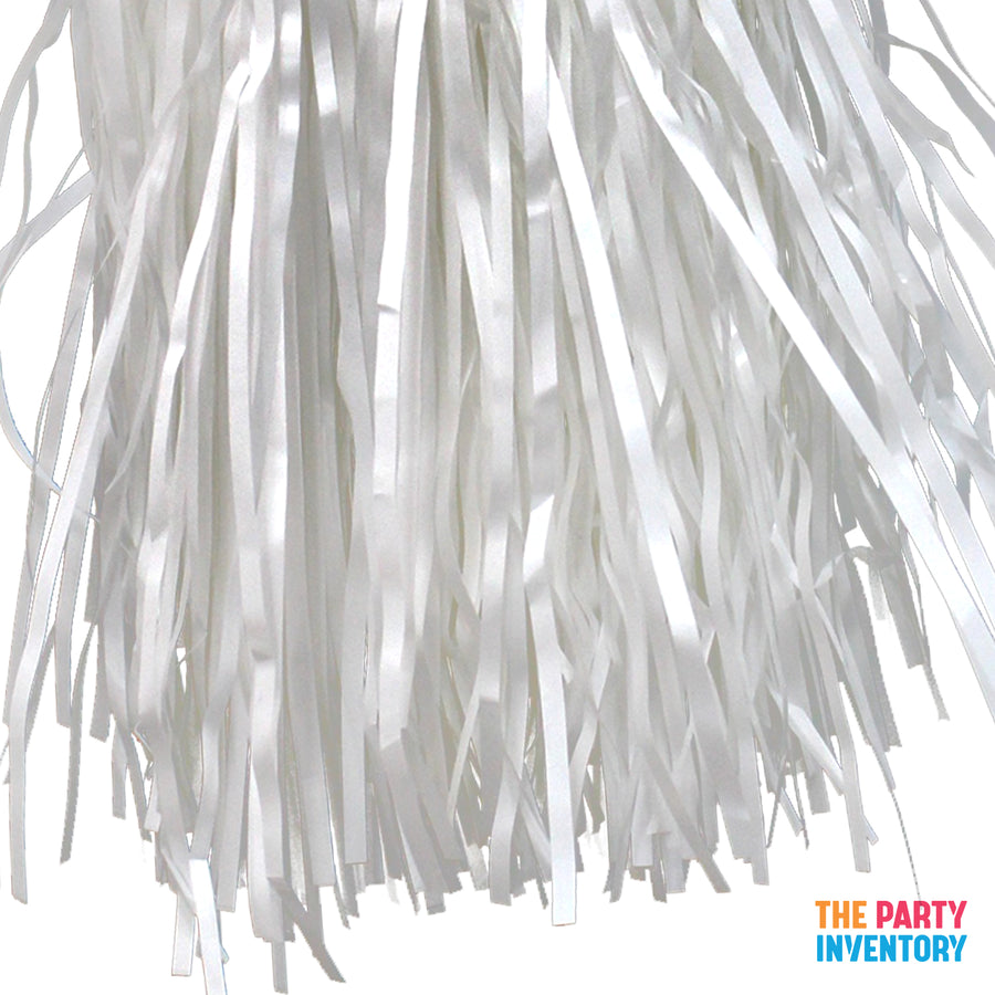 White Tinsel Pom Poms