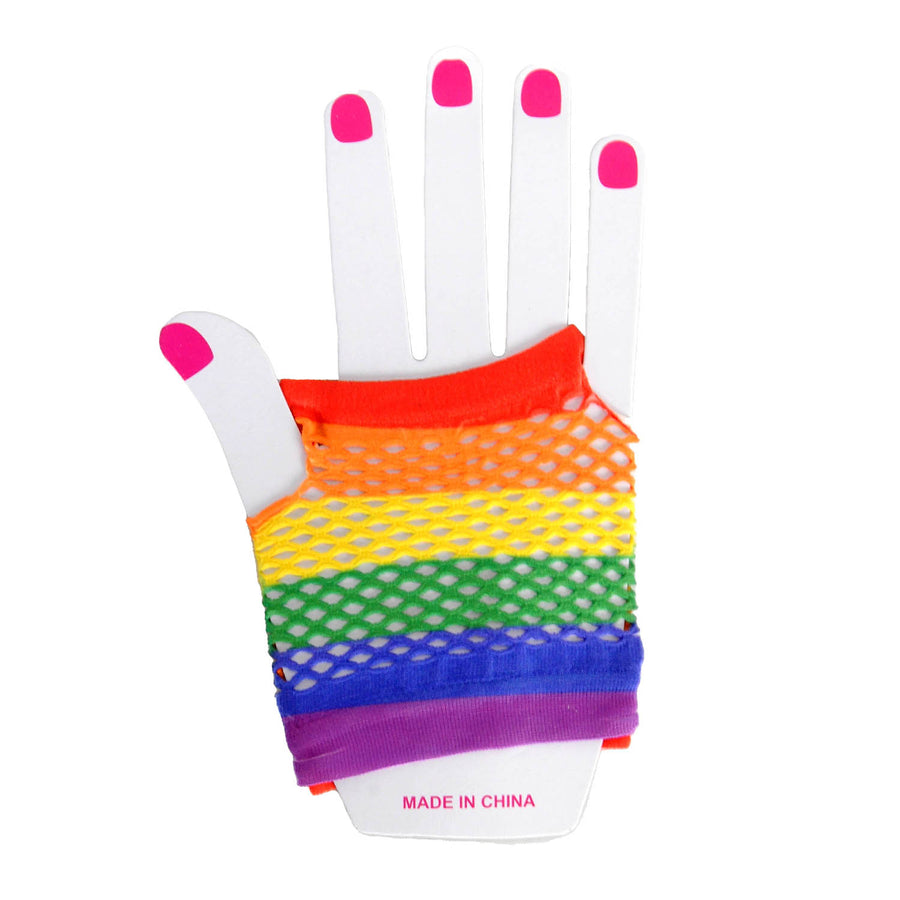 Rainbow Fishnet Gloves (Short)