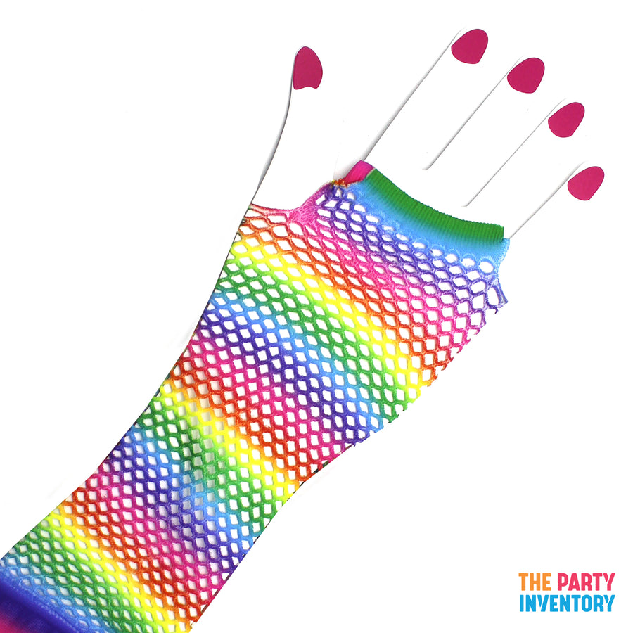 Rainbow Fishnet Gloves (Horizontal Stripe)