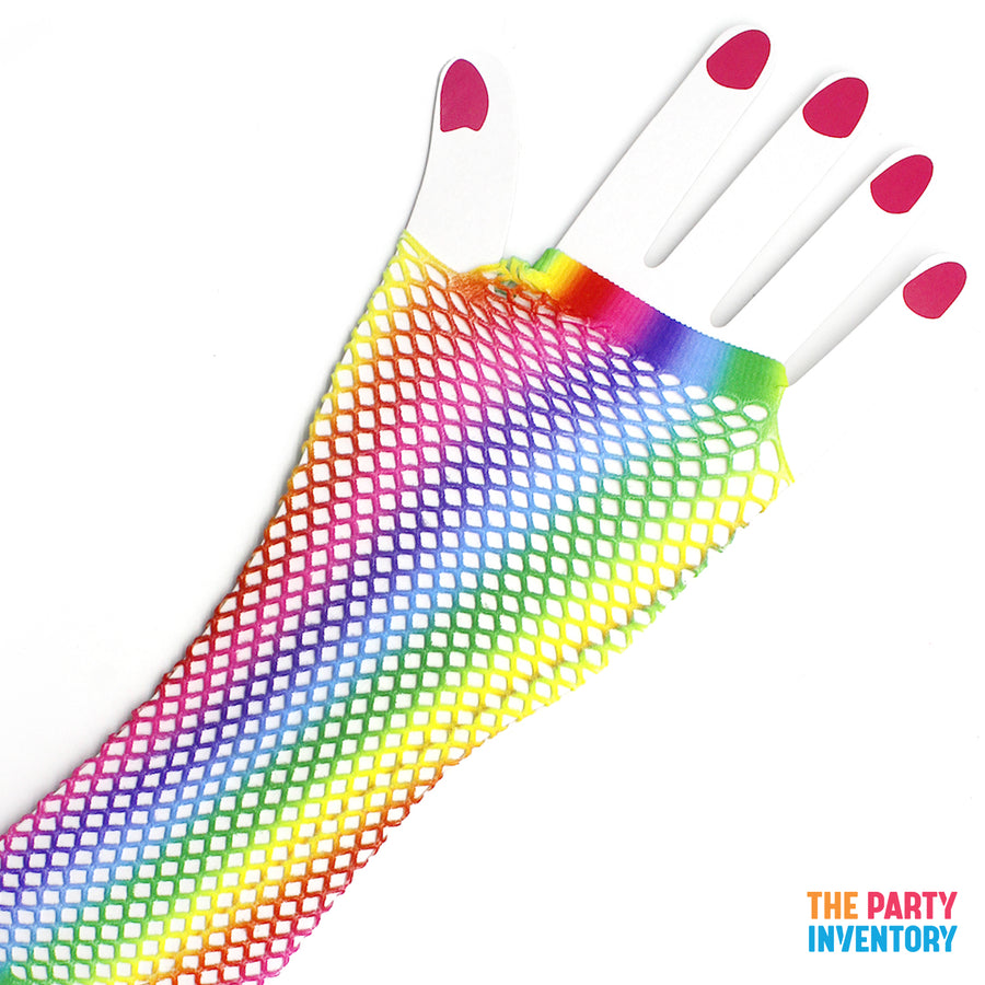 Rainbow Fishnet Gloves (Vertical Stripe)