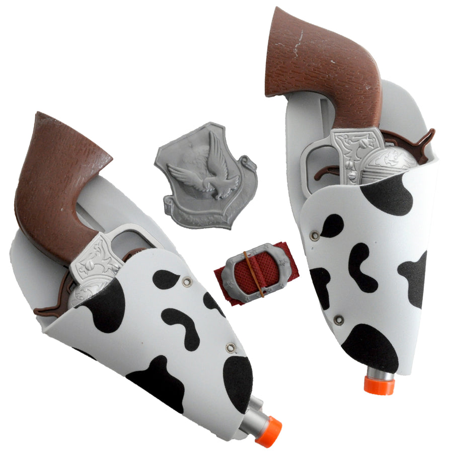 Cowboy Double Gun Set with Holster Belt (Cow Print)