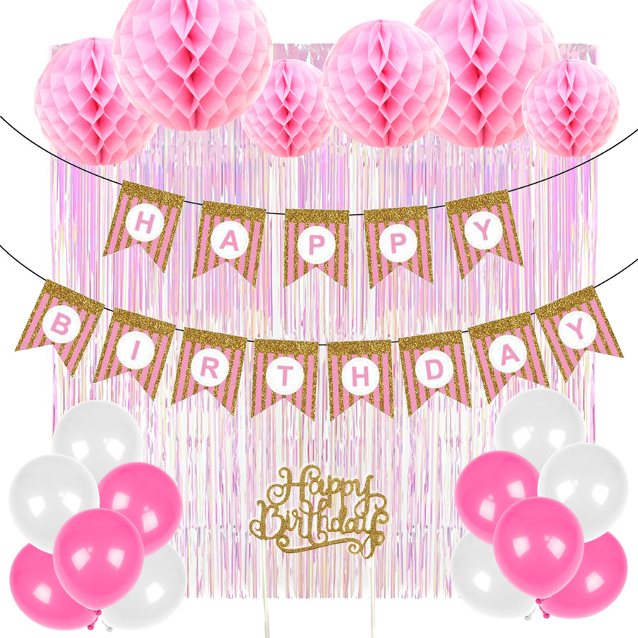 Iridescent Pink Birthday Decoration Kit