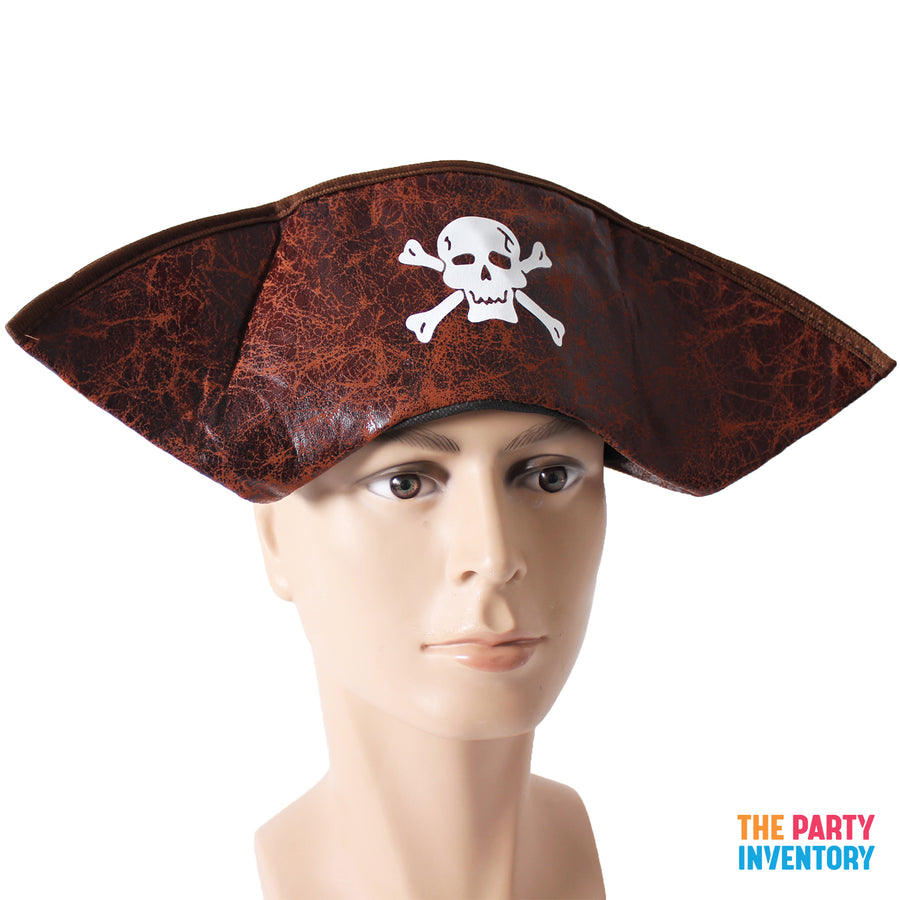 Deluxe Brown Pirate Captain Hat