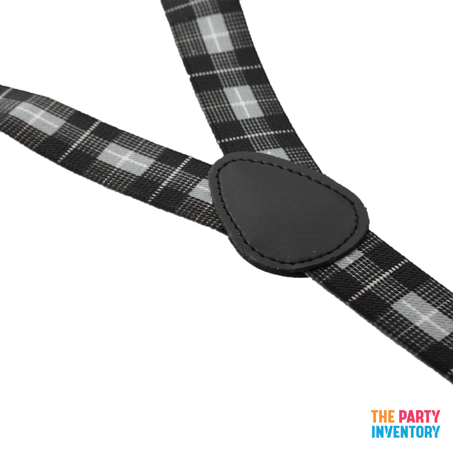 Grey Tartan Pattern Suspender