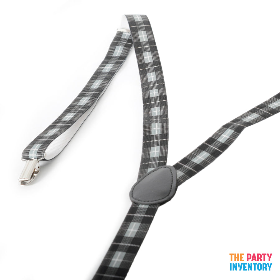 Grey Tartan Pattern Suspender