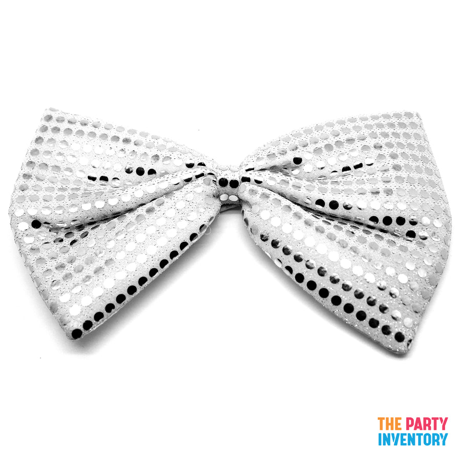 Jumbo Sequin Bow Tie (Silver)