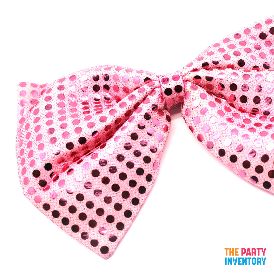 Jumbo Sequin Bow Tie (Light Pink)