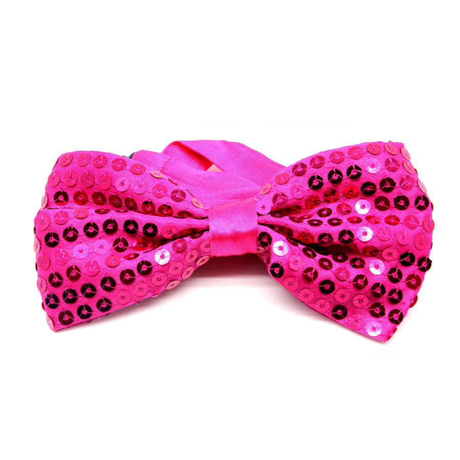 Small Sequin Bow Tie (Hot Pink)