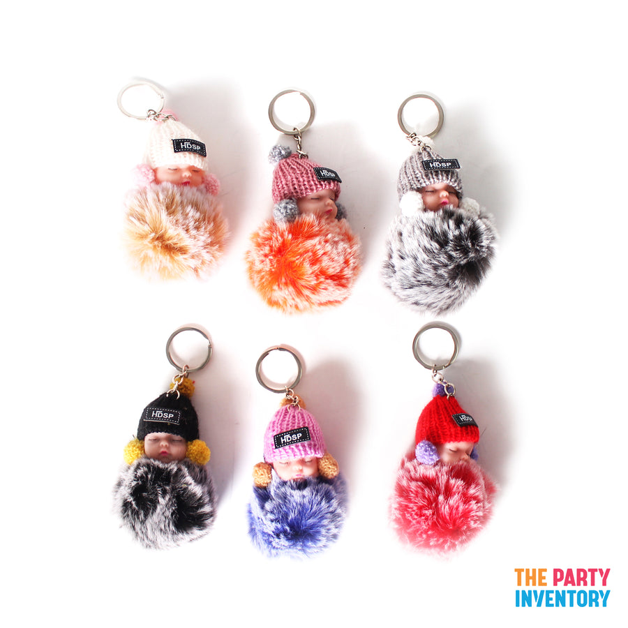 Beanie Baby Fluffy Frosted Pom Pom Key Ring