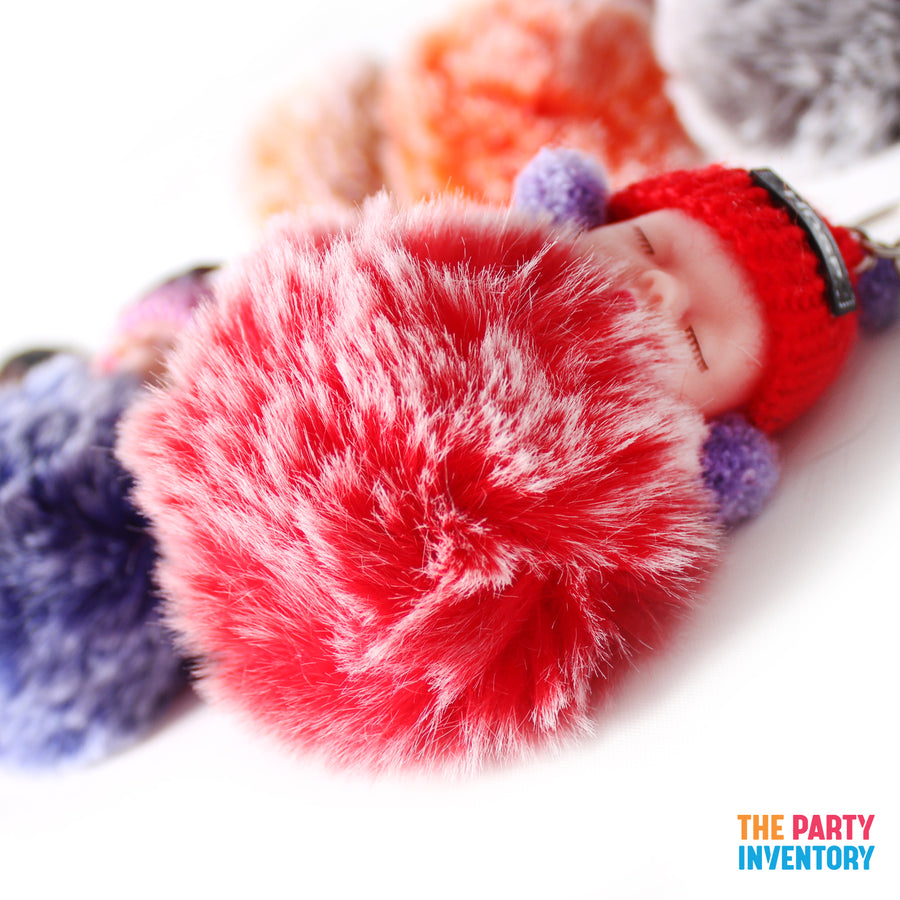 Beanie Baby Fluffy Frosted Pom Pom Key Ring