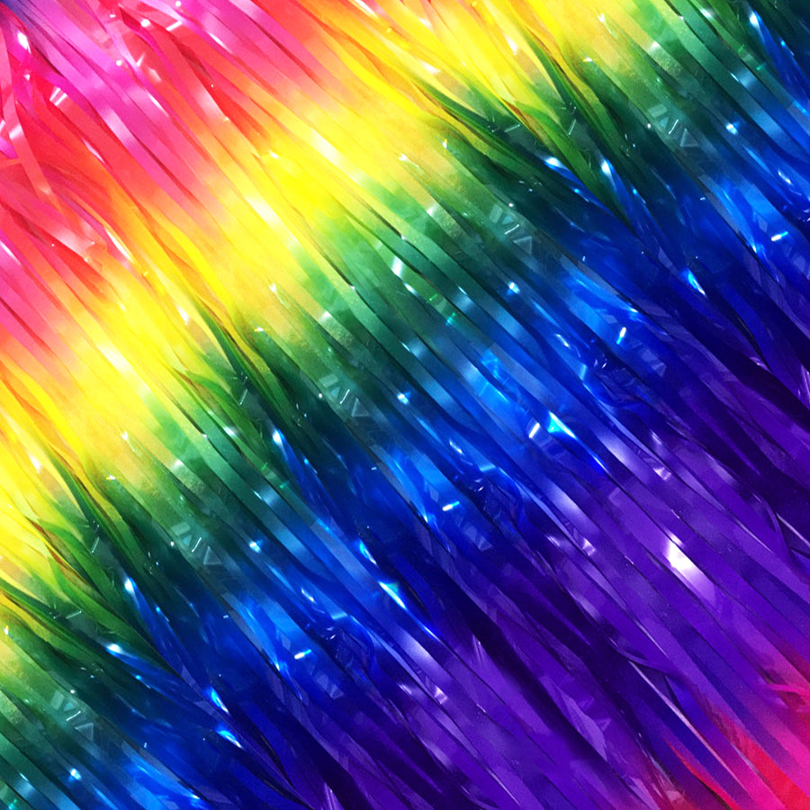 Pastel Rainbow Tinsel Curtain (Dark)