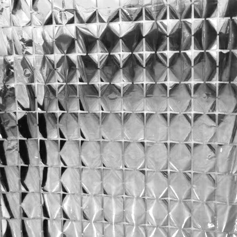 Silver Metallic Grid Block Foil Curtains