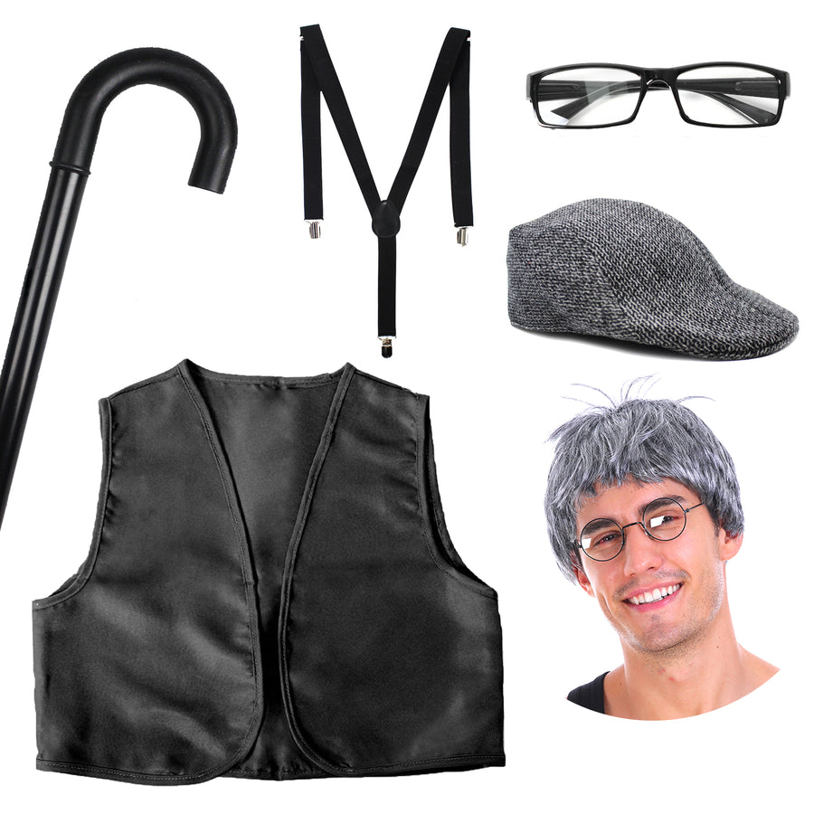 Old Man Grandpa Costume Kit (Children/Adult)