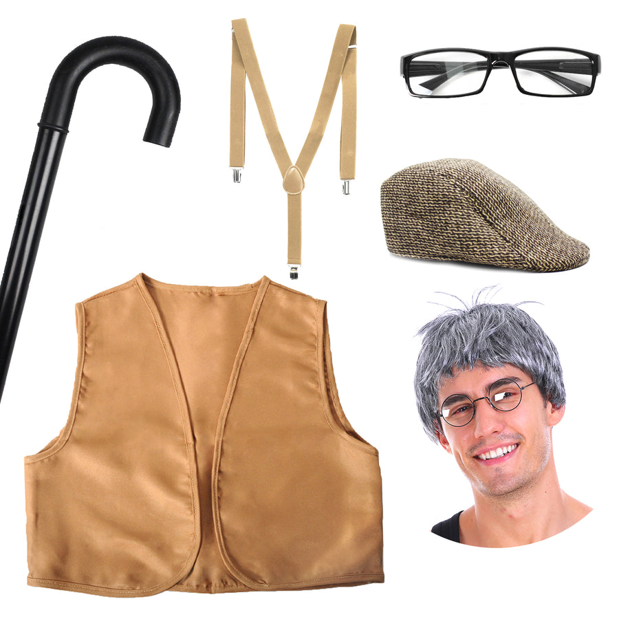 Old Man Grandpa Costume Kit (Children/Adult)