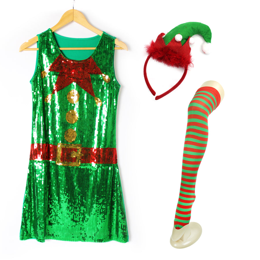 Ladies Christmas Elf Costume Kit