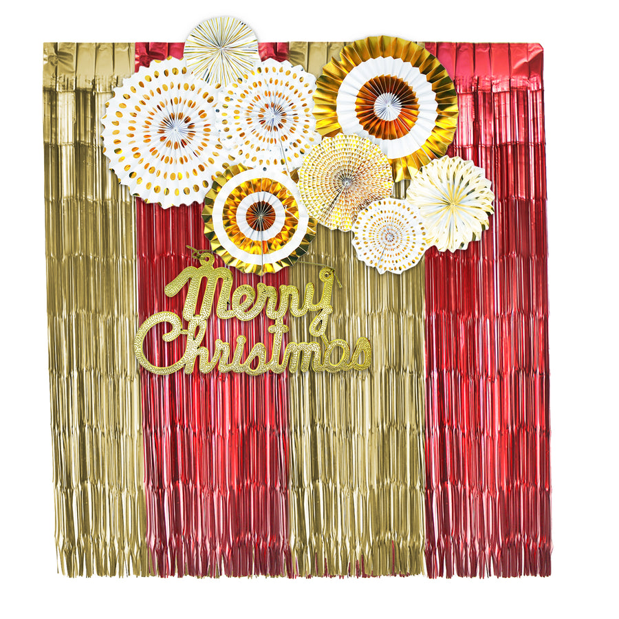 Matte Christmas Party Decoration Kit (Red/Gold)